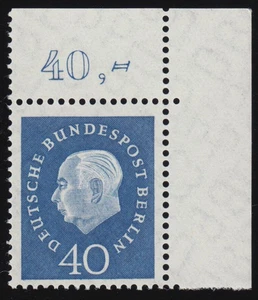 185 Heuss 40 Pf Ecke or ** postfrisch - Bild 1 von 1