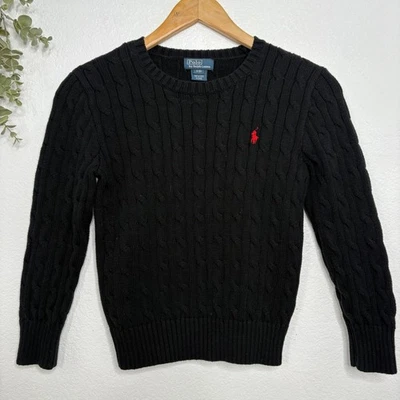 Suéter Polo Ralph Lauren Negro Tejido con Cable Niños Talla S 8 Algodón Logo Foto 1 de 4