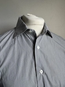 DUNHILL LONDON Engineered Fit Shirt 16" 41cm Long Sleeve Shirt Men Grey Stripes - Picture 1 of 24