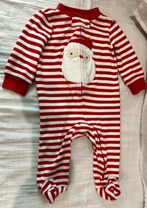 Carter's Just One You Santa Red Stripe One Piece Romper Footed Sleeper 6 Months - Picture 1 of 4