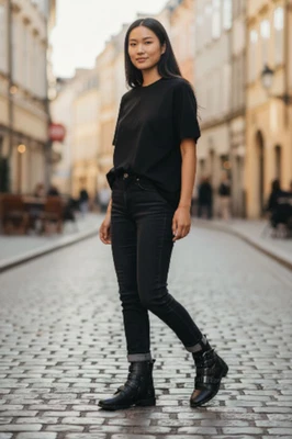 Botas Steve Madden Femininas Tamanho 5M Pretas Multi Fivela Cravejadas Moto Tornozelo Botinhas - Imagem 1 de 4