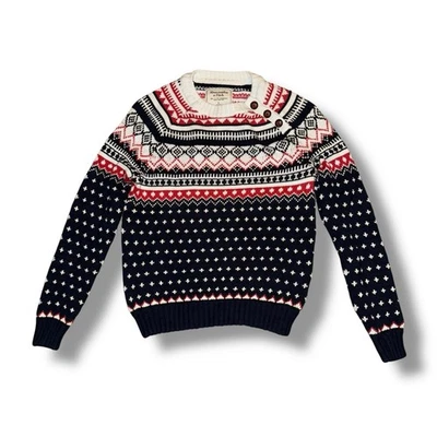 Suéter Abercrombie & Fitch Fair Isle Navidad Suéter Mujer’s Pequeño 3 Botones Foto 1 de 4
