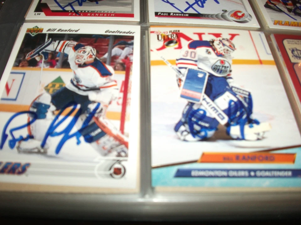 BILL RANFORD AUTOGRAPHED 1991-92 UPPER DECK # 117 EDMONTON OILERS - Image 1 of 1