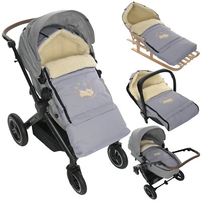 Winter Fußsack für Kinderwagen Babyschale Schlittensack Lammwollesack 40x 90/110 - Bild 1 von 4