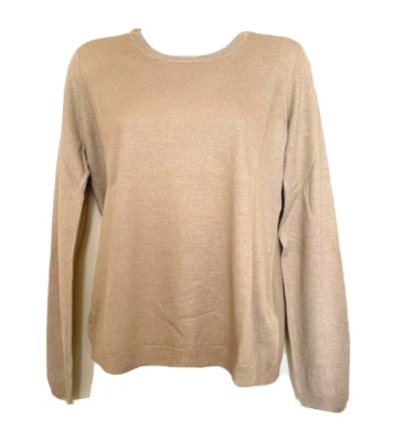 Suéter feminino BURBERRY bege bronzeado tamanho médio manga longa gola V pulôver - Imagem 1 de 4