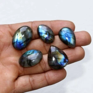 Lote de 5 piedras preciosas sueltas cabujón forma de mezcla de labradorita natural 111 quilates - Imagen 1 de 3