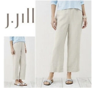 J Jill Love Linen Elastic Waist Cropped Wide Leg Pants 2X NWT Color Flax - Picture 1 of 4