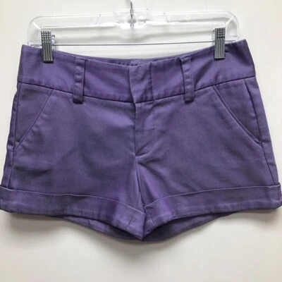 Alice + Olivia Womens Chinos Shorts Purple Stretch Slant Pockets Low Rise 30 - Image 1 of 4