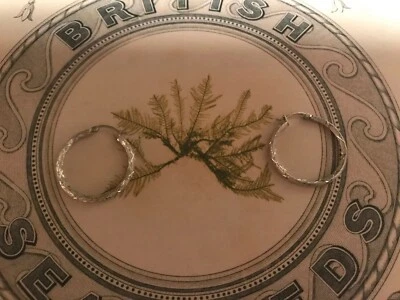 New 14K Designer White Gold Diamond Cut Hoop Earrings - Image 1 of 4