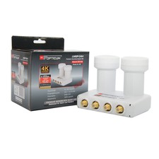 Monoblock Quad Opticum Doppel LNB 2 Sat Astra Hotbird 4 Teilnehmer 4K 0,1dB LMQP