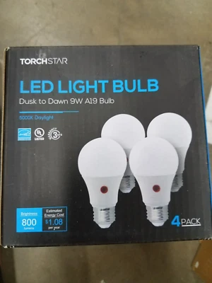TORCHSTAR Dusk to Dawn Light Bulbs Outdoor, Sensor A19 LED Light Bulb - Image 1 of 2