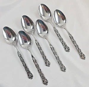Northland Oneida Stainless Old Baroque Teaspoons Japan Set of 6 - Picture 1 of 10
