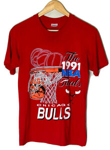 Vintage Chicago Bulls Shirt 1991 NBA Finals Red Short Sleeve Crew Neck Stedman M