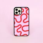 Swirls Red And Pink Waves Minimalism Lines Phone Case/cover For Iphone Samsung