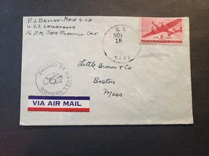 Oiler USS LACKAWANNA AO-40 Naval Cover 1942 Censored WWII Sailor's Mail - Picture 1 of 2