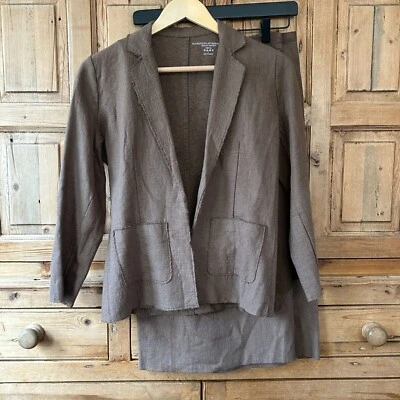 Majestic Filatures Talla 1/XS Conjunto de Falda y Chaqueta de Lino Tostado 2 Piezas Oficina Foto 1 de 4