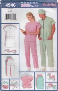 Butterick Sewing Pattern 4946 Uniform Scrubs Dress Trousers Skirt Top Size 42-48 - Picture 1 of 14
