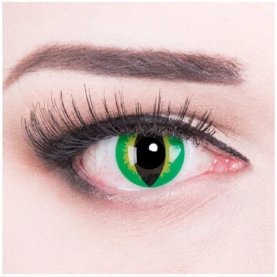 Farbige Halloween Kontaktlinsen Drache grün grüne ohne Stärke Crazy Fun Linsen