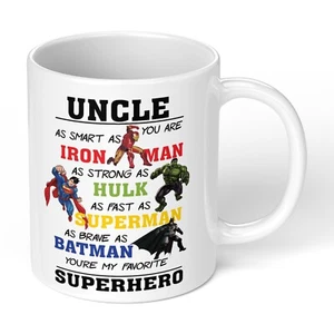 UNCLE SUPER HERO MUG CUP 11OZ BIRTHDAY CHRISTMAS FATHER DAY HIS GIFT HIM - Picture 1 of 7