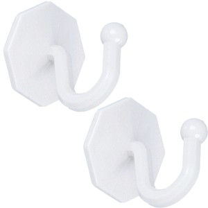 White Self Adhesive Sticky Stick on Curtain Tie Backs Tiebacks Hook Trendy 2 pcs