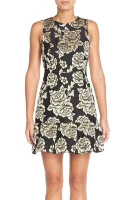 Vestido CeCe Cynthia Steffe Emerson Floral Jacquard Cóctel Mini Calce y Acampanado Talla 6 Foto 1 de 4