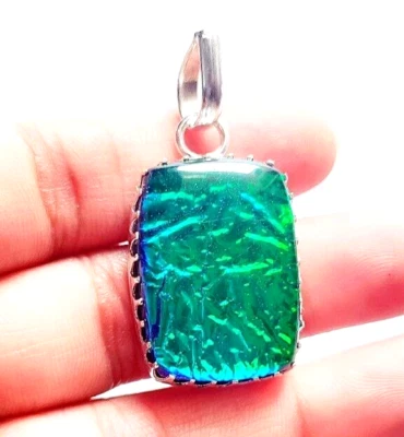 Colgante de joyería de plata de ley 925 hecho a mano con piedras preciosas de ópalo de fuego trillizos 1,60" Foto 1 de 4