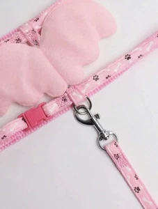 New Angel Wing Paw Print Pet Dog Puppy Cat Harness & Leash Set In Pink - Medium - Picture 1 of 7