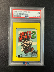 TOPPS 1989 NINTENDO SUPER MARIO MADNESS GAME TIP STICKERS #1 PSA GRADED 7