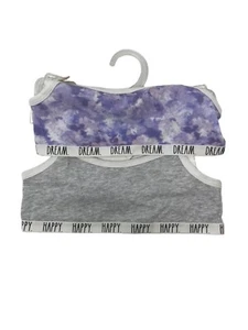 Rae Dunn 2-pack Girls Bralettes Size M 7/8 Happy Dream Gray Lilac Cotton NWT - Picture 1 of 4