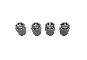 Land Rover Silver Black Union Jack Tire Wheel Valve Stem Caps OEM VPLRW0153 - Picture 1 of 5