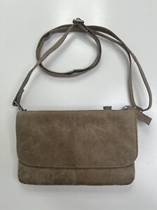Latico Lidia Crossbody Sand Leather Organizer Compartments Zip Snap Lined Clutch