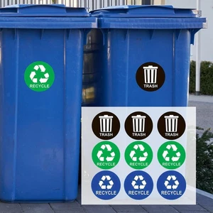 9 Pieces Recycle Stickers for Trash Can Recycling Trash Bin Stickers 5 x 5 - Picture 1 of 7