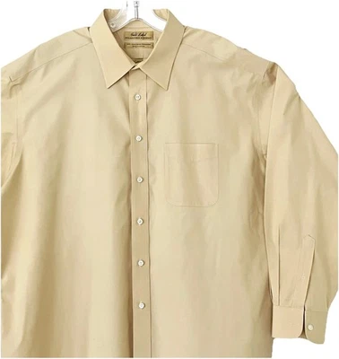 Camisa de vestir Roundtree & Yorke etiqueta dorada 17,5/35 amarilla años 80 sin planchar Foto 1 de 4