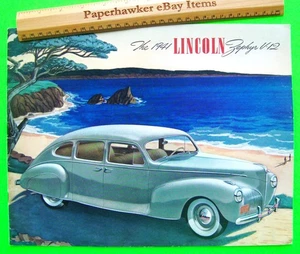 Lincoln Zephyr V-12 Prestige 1941 24 pg catálogo color folleto cupé convertible - Imagen 1 de 16