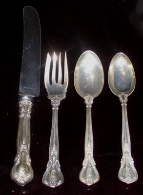 Cucharas de cubiertos de plata esterlina Gorham Chantilly de colección tenedor cuchillo marcas antiguas Foto 1 de 3