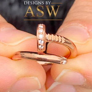 14k Solid Rose Gold Round Cut Diamond Engagement Ring Halo Bridal Prong 0.10ct - Picture 1 of 10