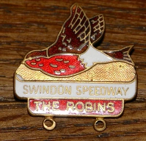 SWINDON SPEEDWAY THE ROBINS AUTHENTIC VINTAGE ORIGINAL 1960s ENAMEL PIN BADGE - Imagen 1 de 2