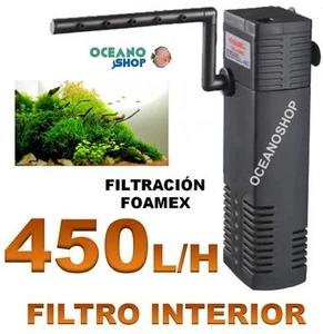 FILTRO INTERIOR 450L/H ACUARIO con FOAMEX 5W Tortuguera Gambario pecera INTERNO - Imagen 1 de 1
