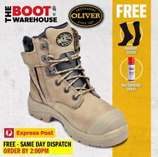 Oliver 55352Z STONE Work Boots, Steel Toe Safety, Side Zip (55332z STONE)