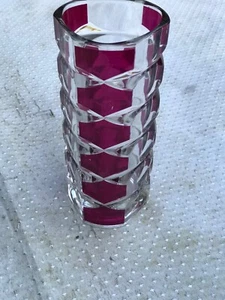 schöne 2 Ton Vase hervorragender Zustand mauve und klares Glas 8 cm hoch  - Bild 1 von 1
