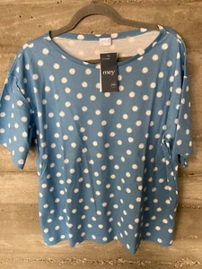 MEY nightwear Damen Oberteil in Gr. 42 NEU m. Etikett blau mit weißen Punkten - Bild 1 von 3