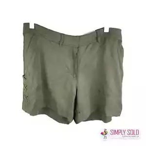 White House Black Market The 5" Shorts Damen Zigeunergrün Köper Schnürung 10 neu mit Etikett - Bild 1 von 11