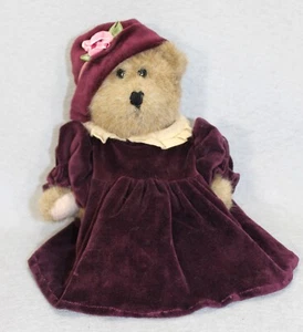 Boyds Bears Auntie Iola #91612 1995 Plush Bear Purple Velvet Dress Hat NWT Rare - Picture 1 of 6