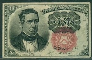 10¢ Fractional Currency, red seal, thick key, Fr. #1266, UNC - Picture 1 of 2
