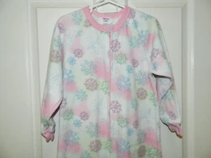 TOTAL GIRL girls White Pink SNOWFLAKE Fleece Sleeper Pajamas* XS 4 5 - Picture 1 of 3