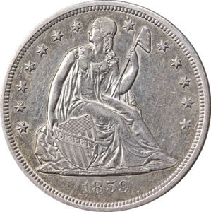 1859-O Seated Liberty Dollar Nice AU/BU Details Nice Eye Appeal Strong Strike - Picture 1 of 2