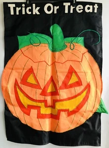 Trick Or Treat Pumpkin Halloween Fall Garden Flag 27" x 40" Jetmax - Picture 1 of 4