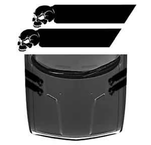 SKULL Fender Hood Hash Bar vinyl RACING STRIPES 5" Decal (Fits CHALLENGER) - Picture 1 of 9
