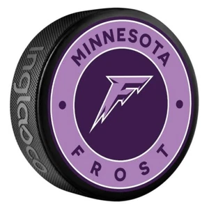 Minnesota Frost PWHL 2024-2025 Stagione Souvenir Hockey Puck -NUOVO LOGO - Foto 1 di 2