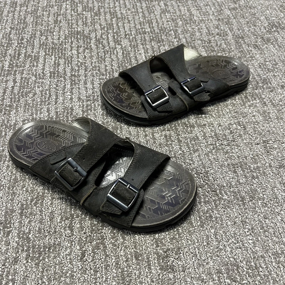 Sandalias Chaco Para Hombres 9 Atigrado Sandalia Cuero Marrón Informal Hebilla Correa Exterior Foto 1 de 4